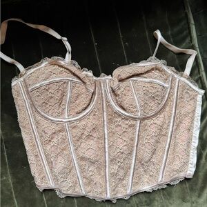 Gucci Satin Bustier in Beige and Pink